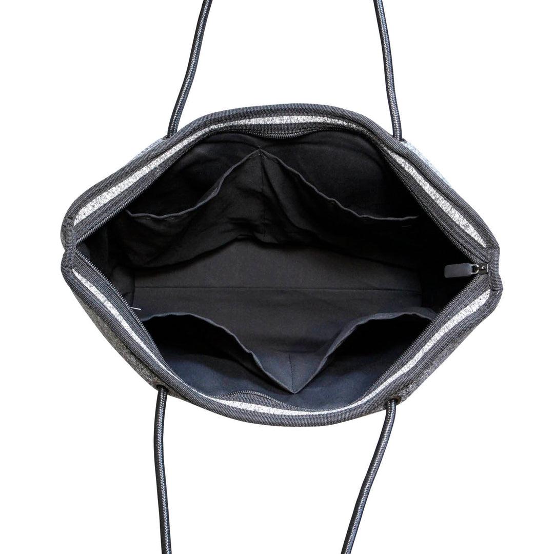 BOUTIQUE Neoprene Tote Bag With Zip - DARK MARLE-BOUTIQUE Neoprene Tote Bag With Zip - MARLE/BLACK - Willow Bay-Offering gorgeous chic style & functionality, our marle/black boutique neoprene tote bags are ideal for everyday use. Free shipping for AU & NZ. Shop now!-neoprene bag-shopping bag-handbag-travel bag-washable-vegan bag-Willow Bay Australia