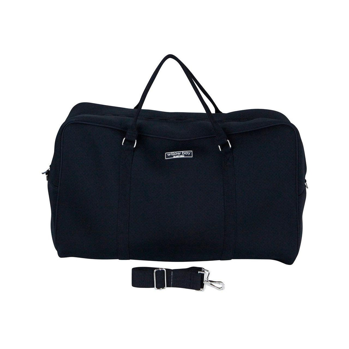 WEEKENDER Neoprene Bag - BLACK-neoprene bag-travel bag-overnight stay-getaway-sports bag-washable travel bag-Willow Bay Australia