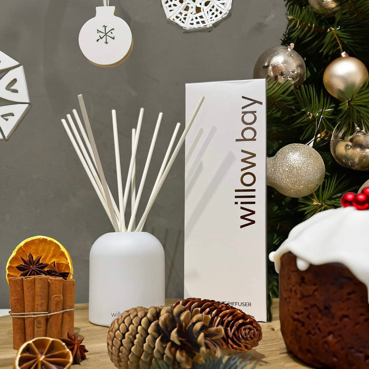 Premium Reed Diffuser - Christmas Spice Pudding (limited edition Christmas scent)-Willow Bay Australia