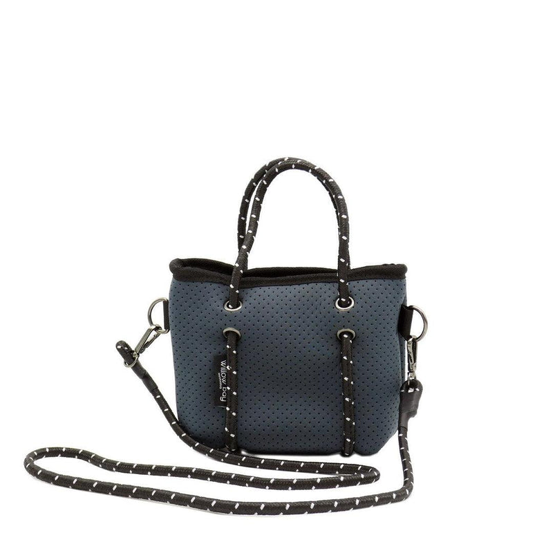 BOUTIQUE TINY Neoprene Tote Bag With Zip - CHARCOAL-neoprene bag-shopping bag-handbag-travel bag-washable-vegan bag-Willow Bay Australia