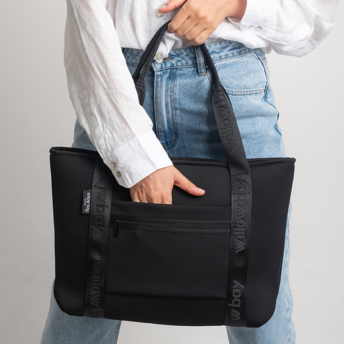 black travel tote bag with luggage sleeve Boutique Neoprene Travel Bag