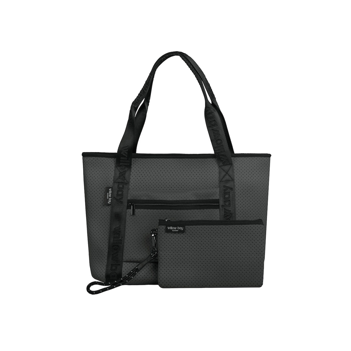 Pre-Order: BOUTIQUE TRAVEL Neoprene Tote Bag With Zip (with luggage/trolley sleeve) - CHARCOAL