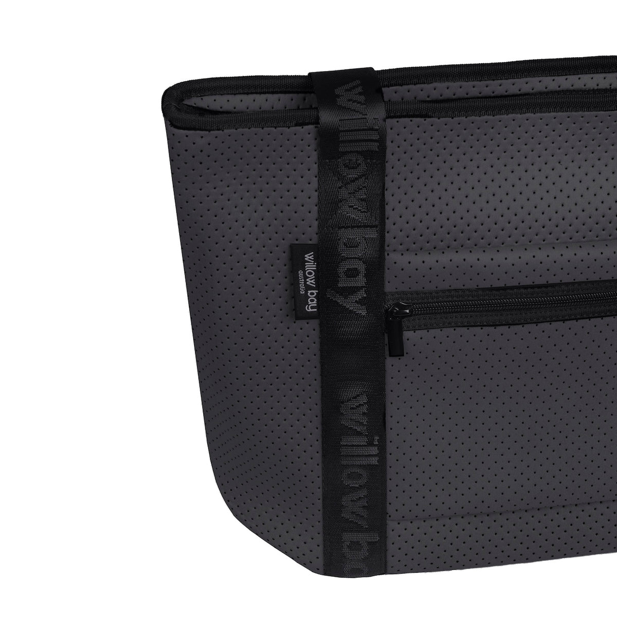BOUTIQUE TRAVEL Neoprene Tote Bag With Zip (with luggage/trolley sleeve) - CHARCOAL