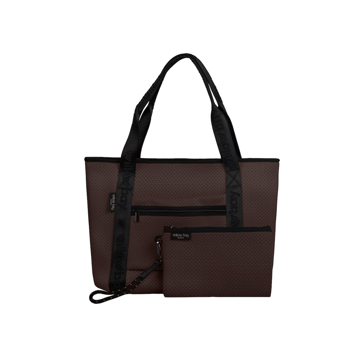 BOUTIQUE TRAVEL Neoprene Tote Bag With Zip (with luggage/trolley sleeve) - CHESTNUT