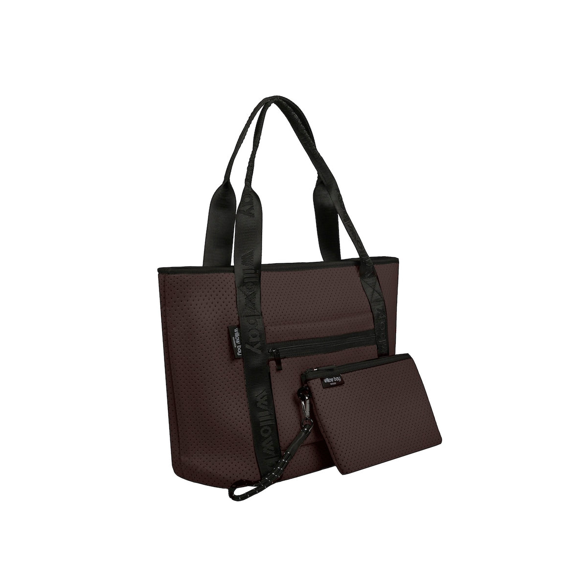 BOUTIQUE TRAVEL Neoprene Tote Bag With Zip (with luggage/trolley sleeve) - CHESTNUT