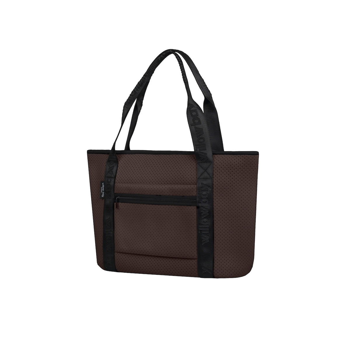 BOUTIQUE TRAVEL Neoprene Tote Bag With Zip (with luggage/trolley sleeve) - CHESTNUT