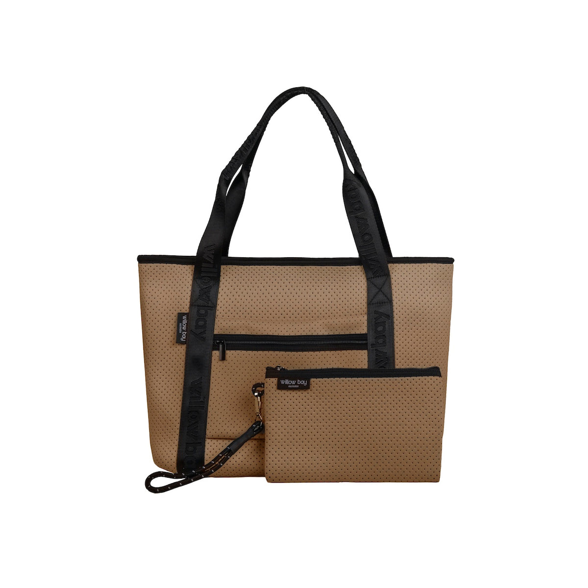 BOUTIQUE TRAVEL Neoprene Tote Bag With Zip (with luggage/trolley sleeve) - DESSERT CLAY