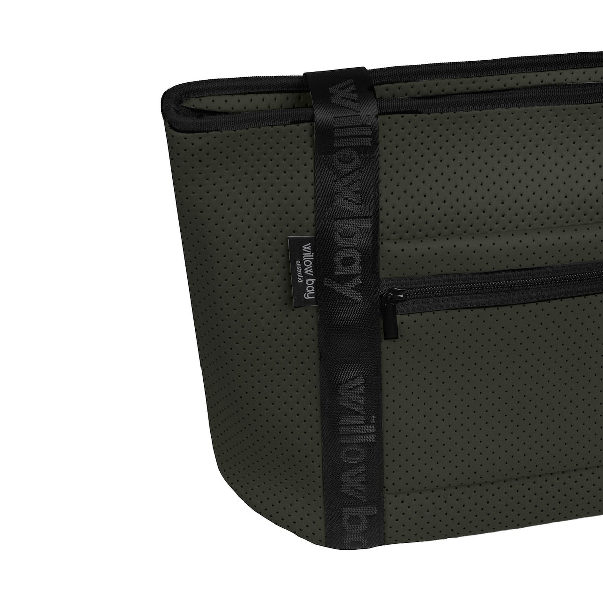 BOUTIQUE TRAVEL Neoprene Tote Bag With Zip (with luggage/trolley sleeve) - DEEP MOSS