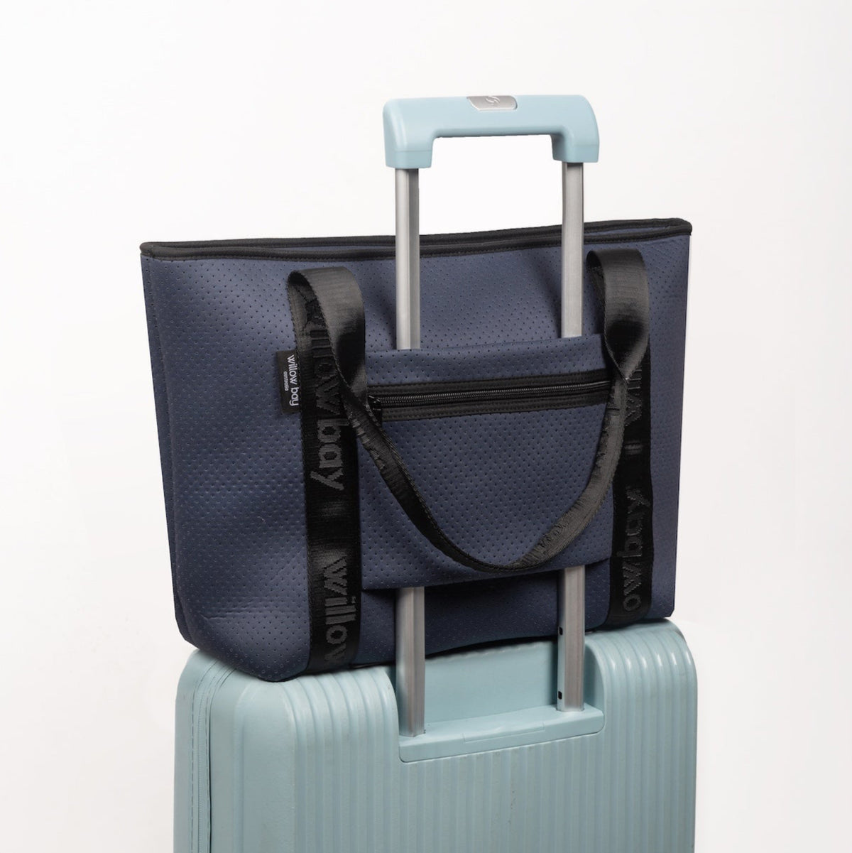 BOUTIQUE TRAVEL Neoprene Tote Bag With Zip (with luggage/trolley sleeve) - MIDNIGHT NAVY