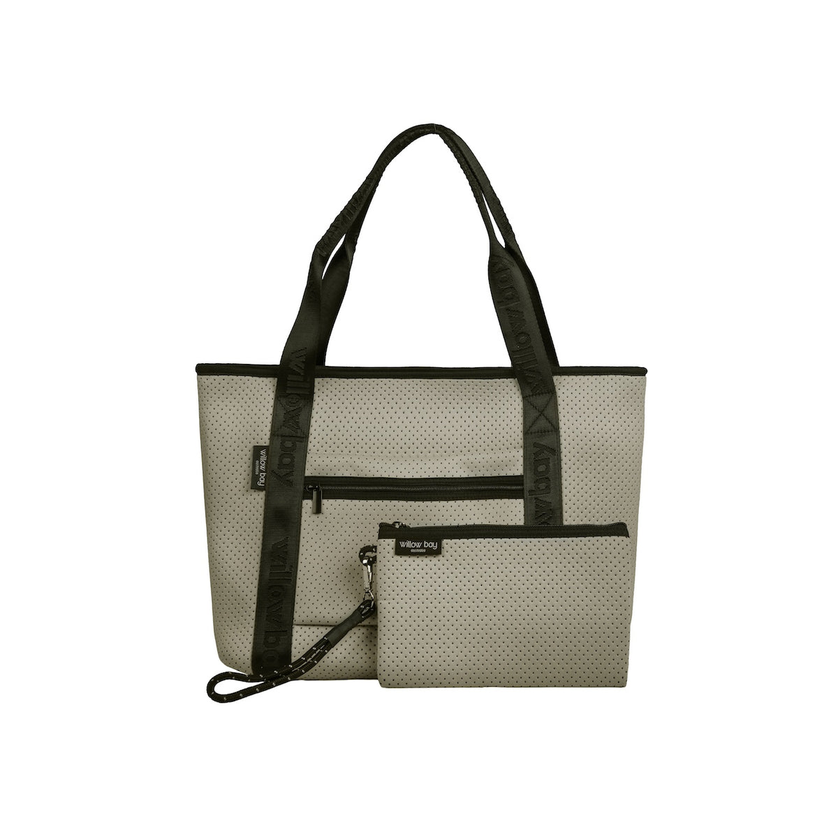 BOUTIQUE TRAVEL Neoprene Tote Bag With Zip (with luggage/trolley sleeve) - NATURAL BEIGE