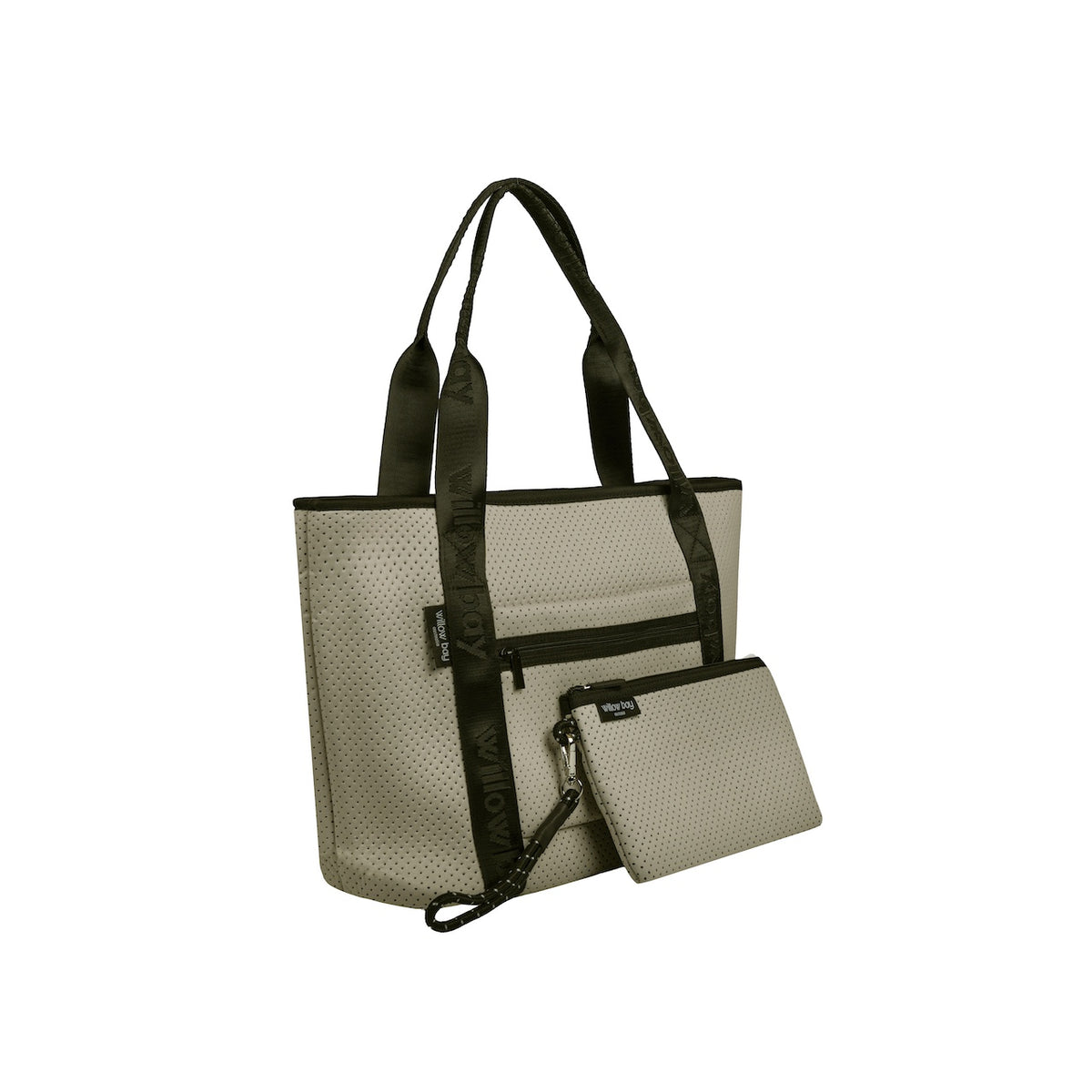 BOUTIQUE TRAVEL Neoprene Tote Bag With Zip (with luggage/trolley sleeve) - NATURAL BEIGE