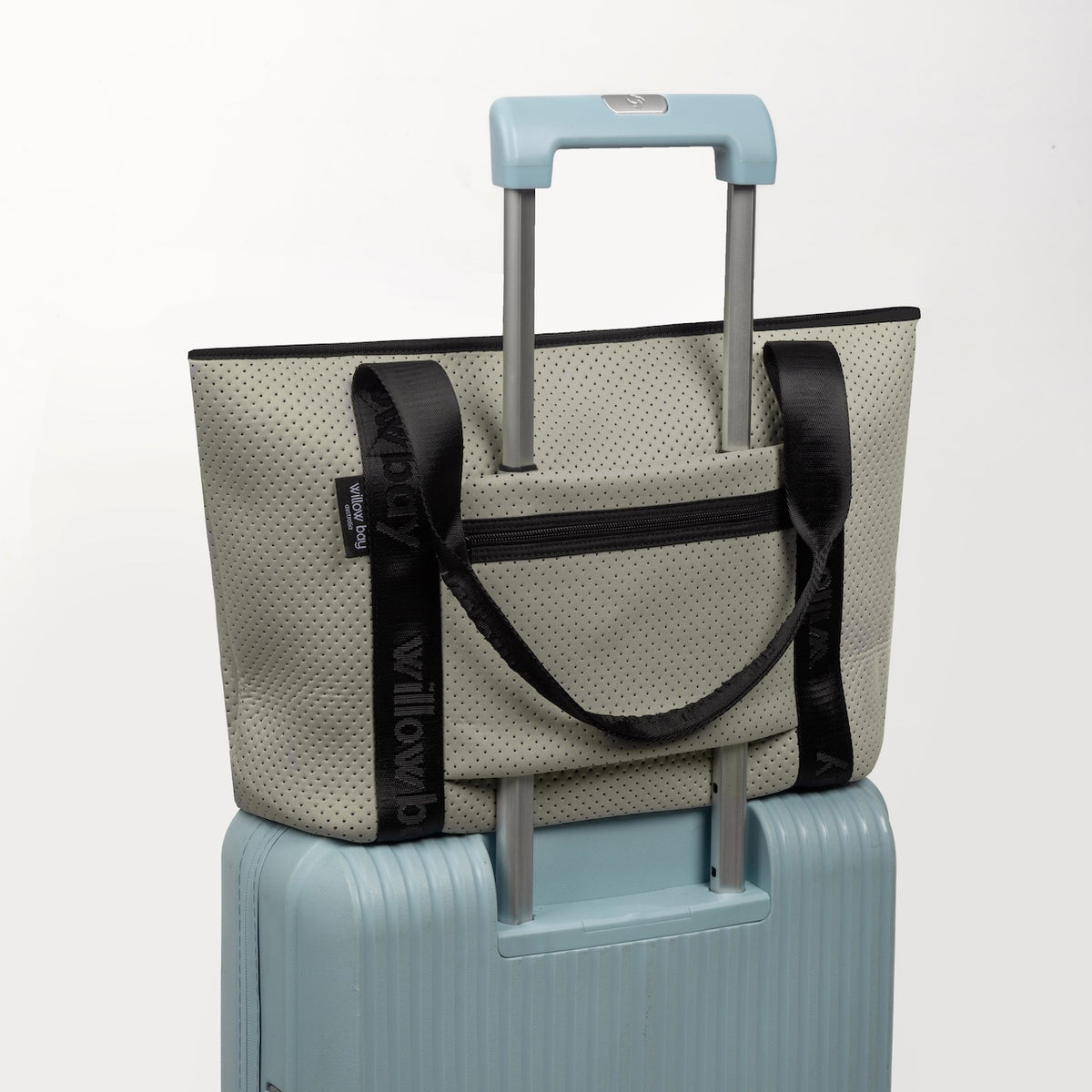 BOUTIQUE TRAVEL Neoprene Tote Bag With Zip (with luggage/trolley sleeve) - NATURAL BEIGE