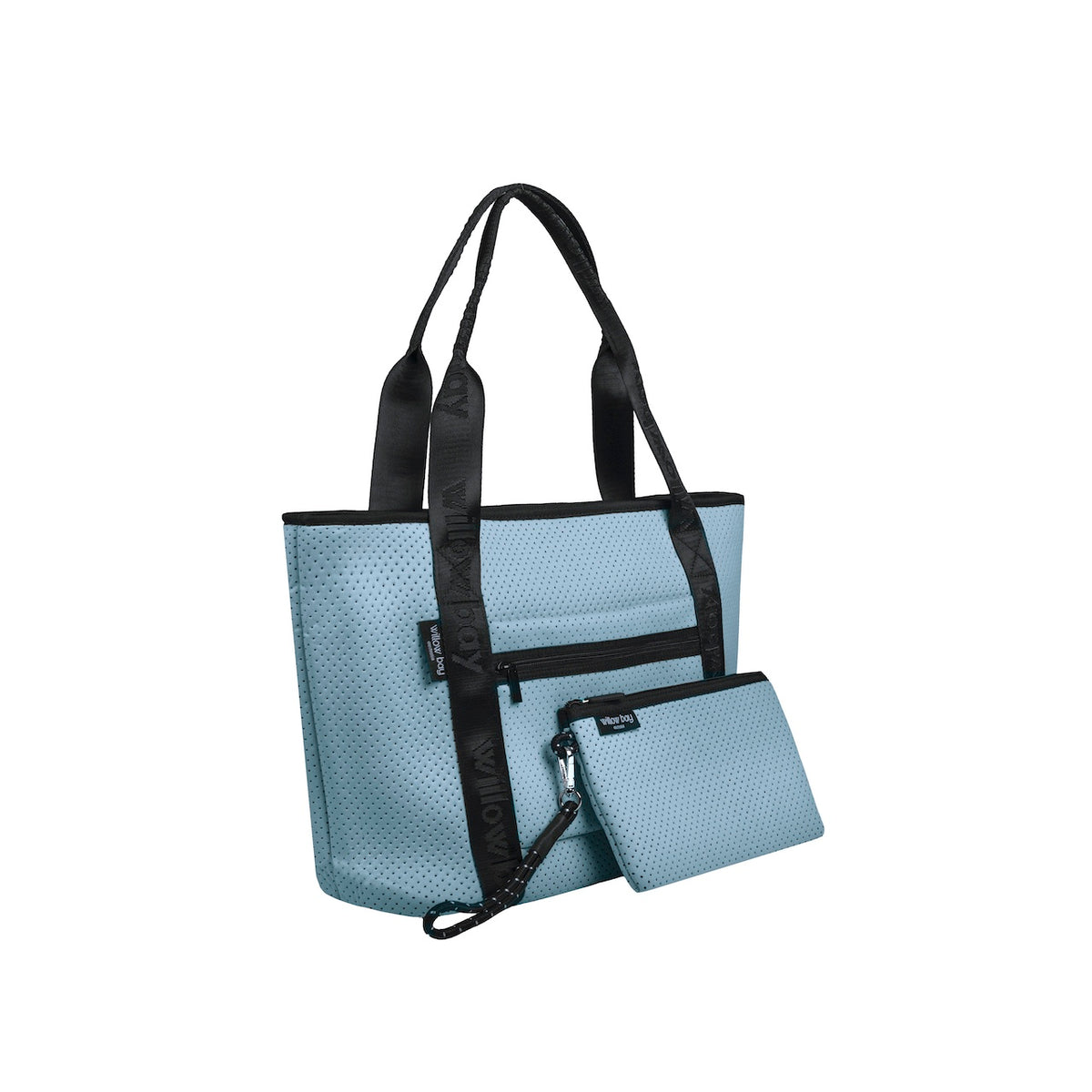 BOUTIQUE TRAVEL Neoprene Tote Bag With Zip (with luggage/trolley sleeve) - SKY BLUE