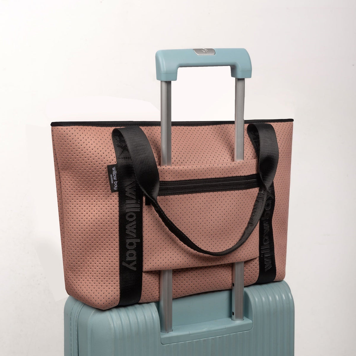 BOUTIQUE TRAVEL Neoprene Tote Bag With Zip (with luggage/trolley sleeve) - TERRACOTTA