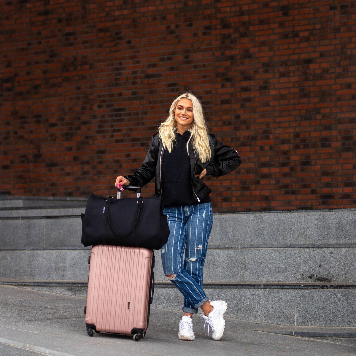 CABIN BAG - BLACK-travel bag-washable travel bag-overnight getaway-qantas-airline bag-sports bag-neoprene bag-Willow Bay Australia