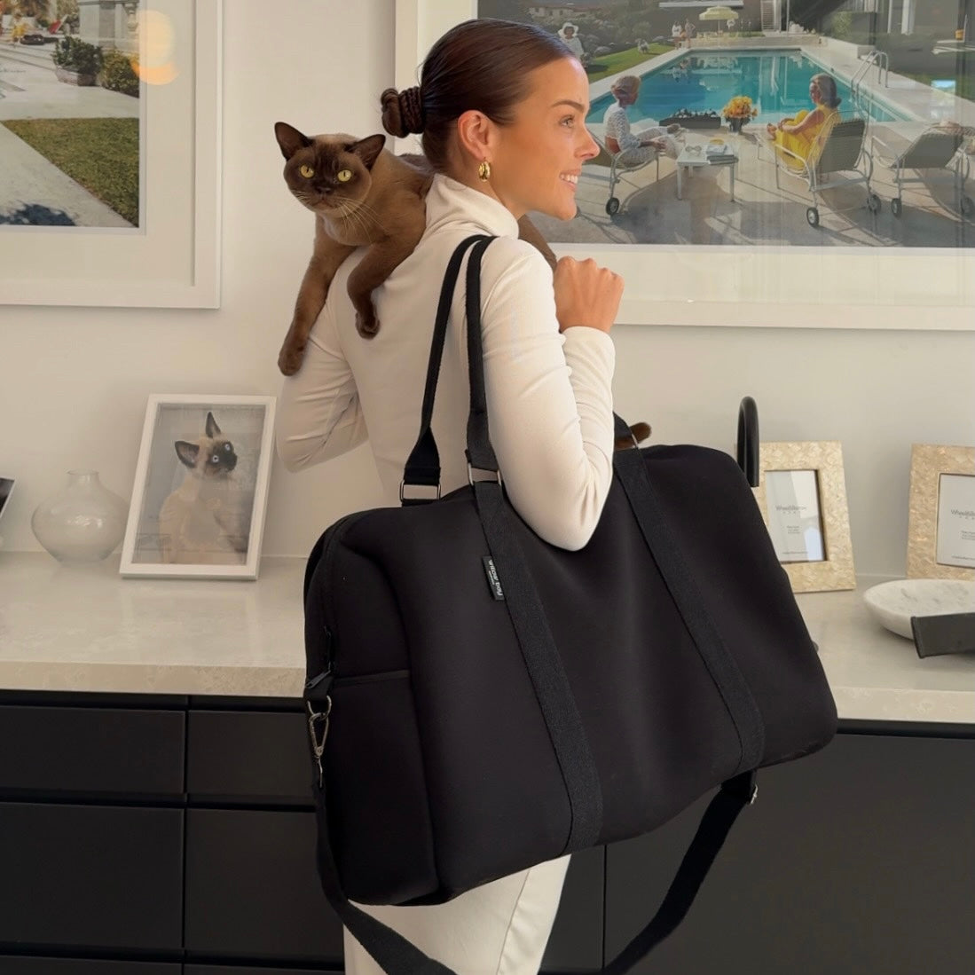 CABIN BAG Neoprene (with Luggage/Trolley Sleeve) - BLACK