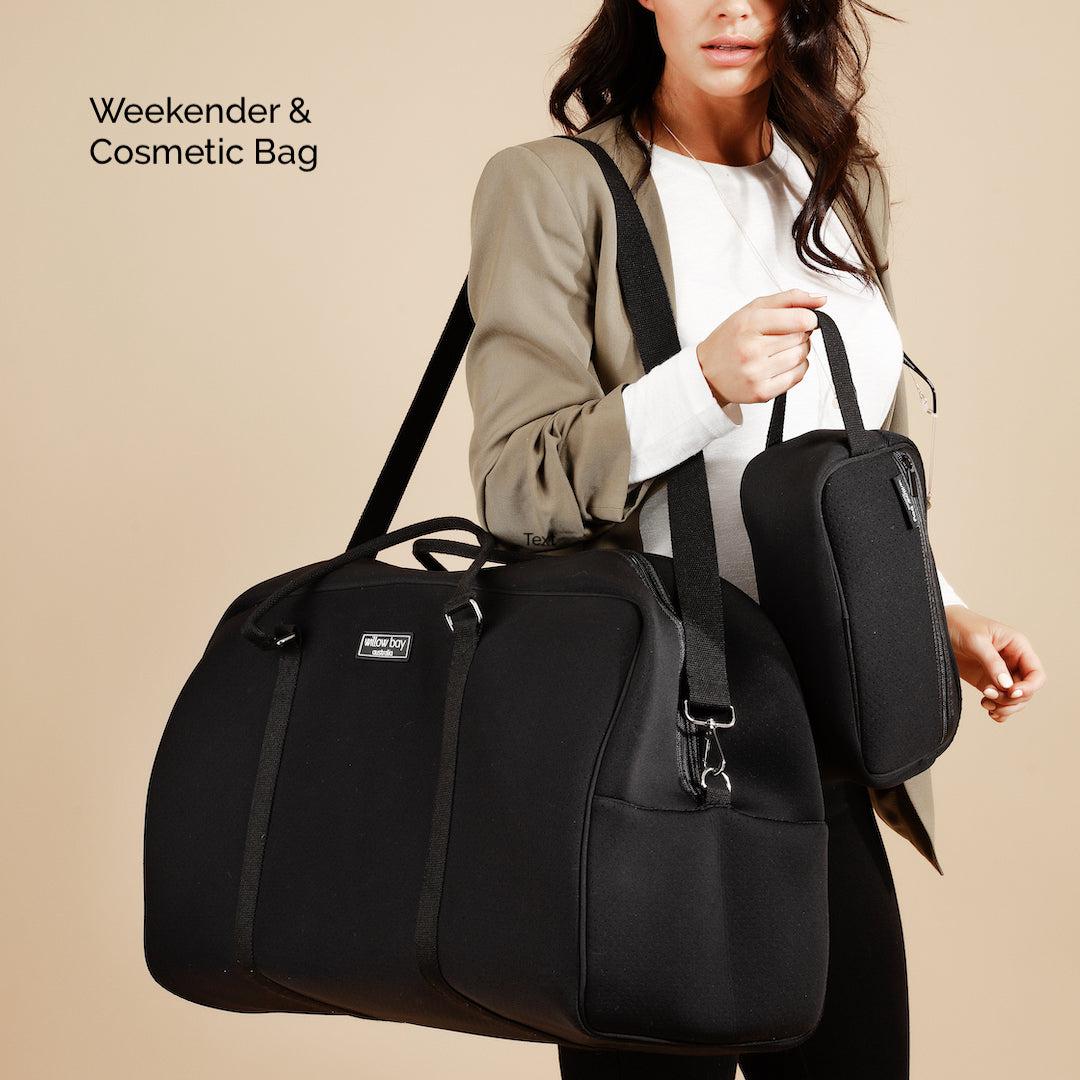 COSMETIC Bag Neoprene - BLACK-Toiletry Bag-Willow Bay Australia