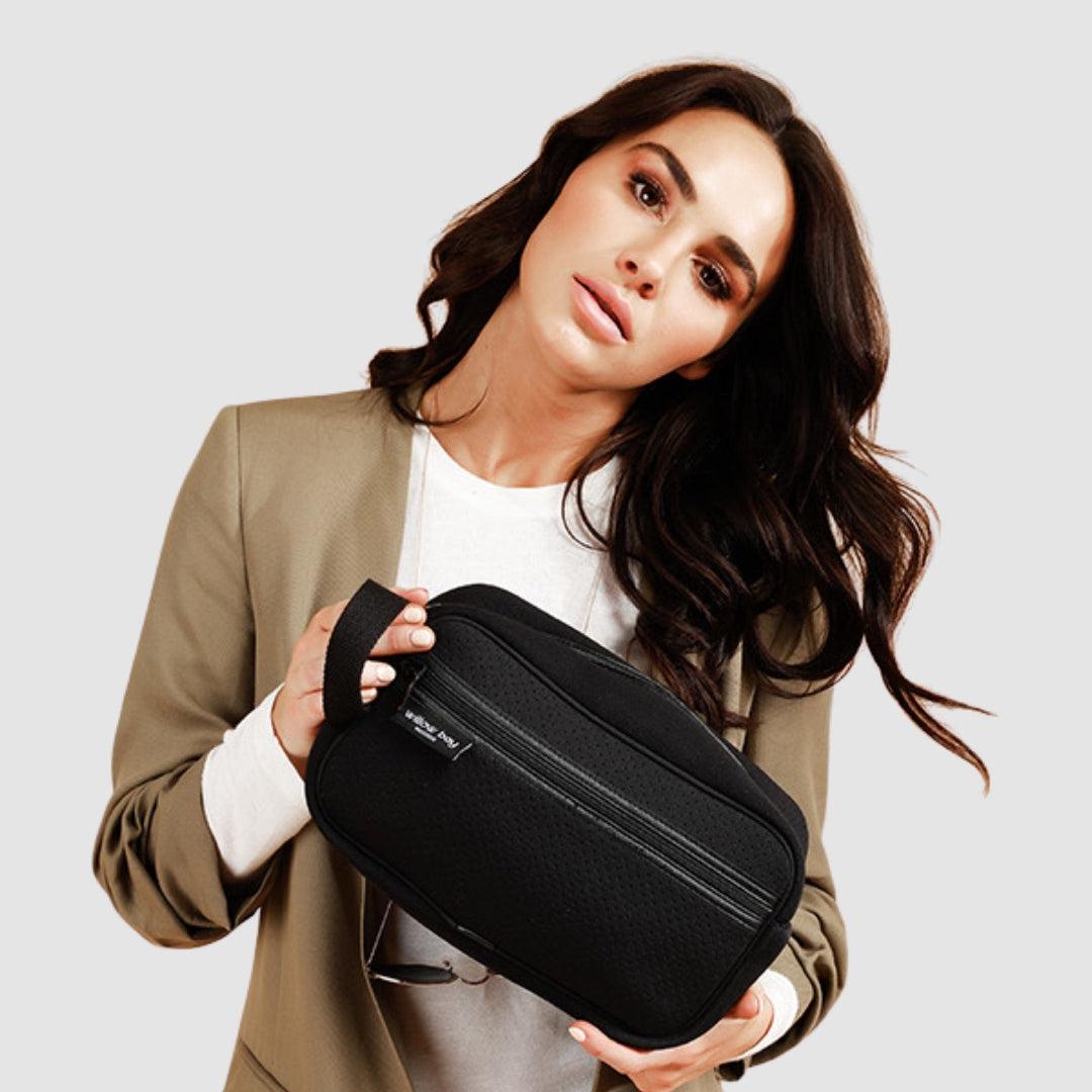 COSMETIC Bag Neoprene - BLACK-Toiletry Bag-Willow Bay Australia