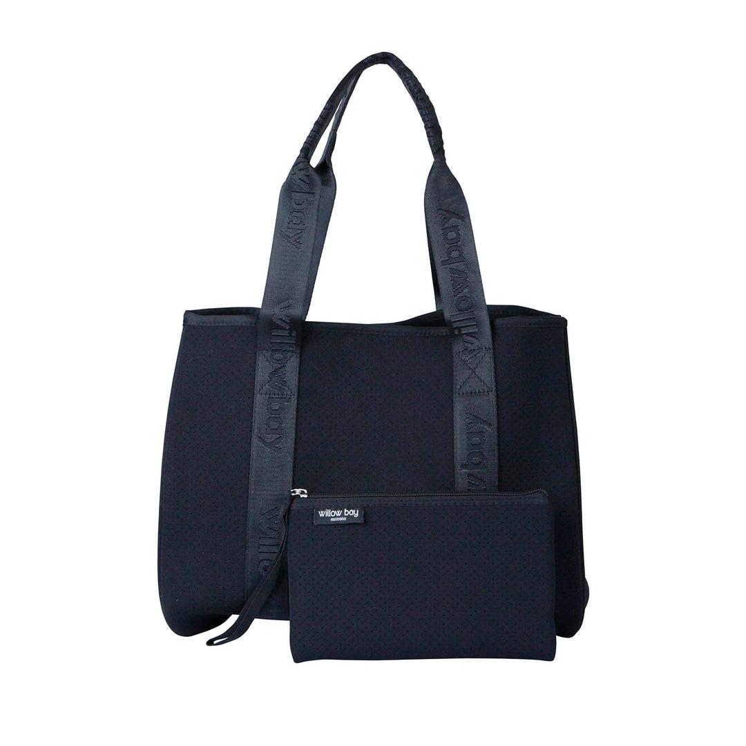 DAYDREAMER BRANDED Neoprene Tote Bag - BLACK-neoprene bag-shopping bag-handbag-travel bag-washable-vegan bag-Willow Bay Australia