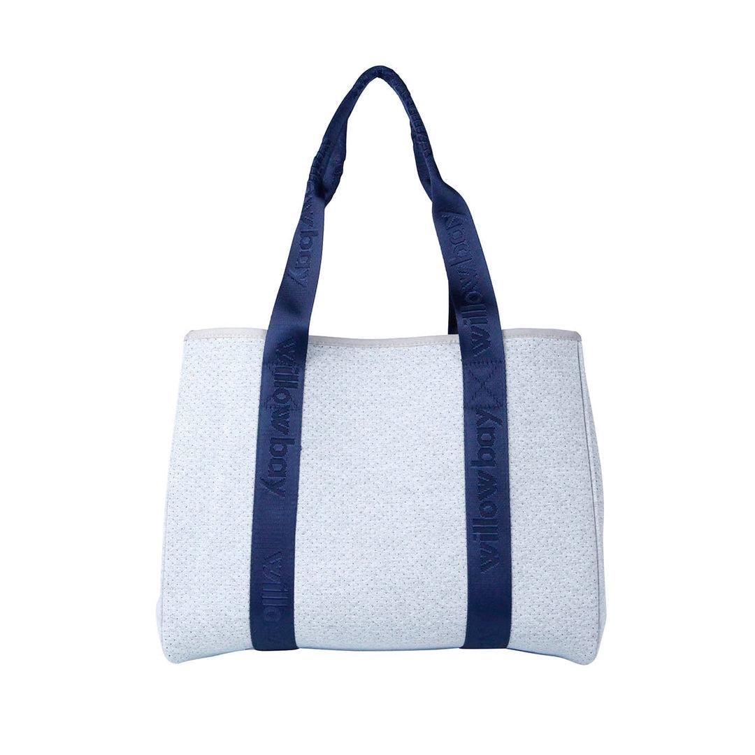 DAYDREAMER BRANDED Neoprene Tote Bag - LIGHT MARLE / NAVY-neoprene bag-shopping bag-handbag-travel bag-washable-vegan bag-Willow Bay Australia