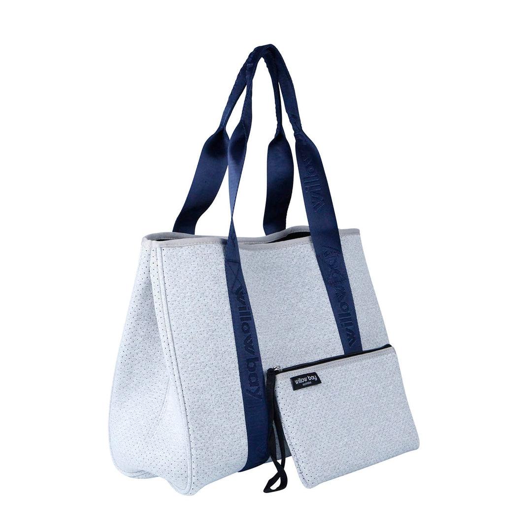 DAYDREAMER BRANDED Neoprene Tote Bag - LIGHT MARLE / NAVY-neoprene bag-shopping bag-handbag-travel bag-washable-vegan bag-Willow Bay Australia