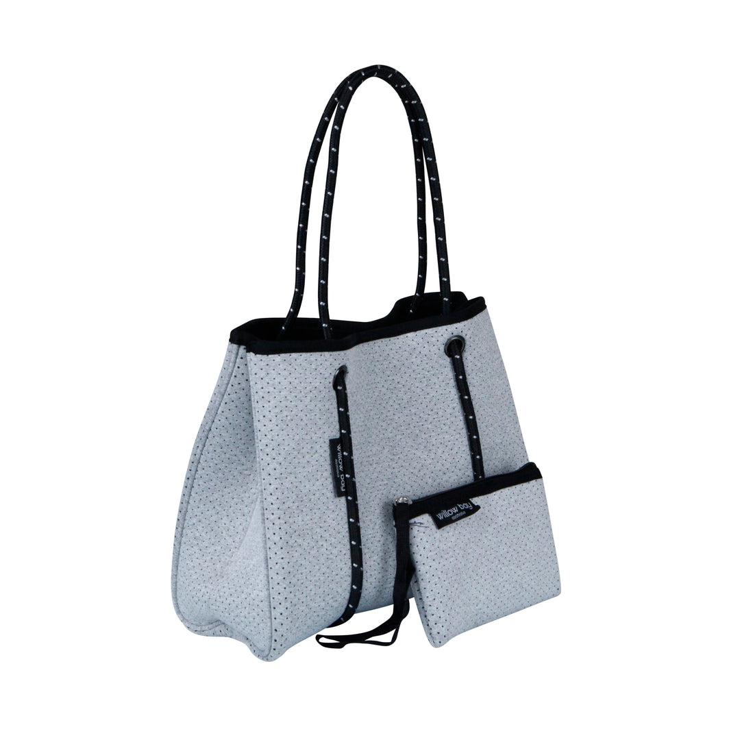 DAYDREAMER MINI Neoprene Tote with Closure - LIGHT MARLE-neoprene bag-shopping bag-handbag-travel bag-washable-vegan bag-Willow Bay Australia