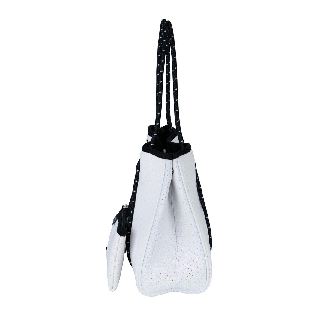 DAYDREAMER MINI Neoprene Tote with Closure - WHITE-neoprene bag-shopping bag-handbag-travel bag-washable-vegan bag-Willow Bay Australia
