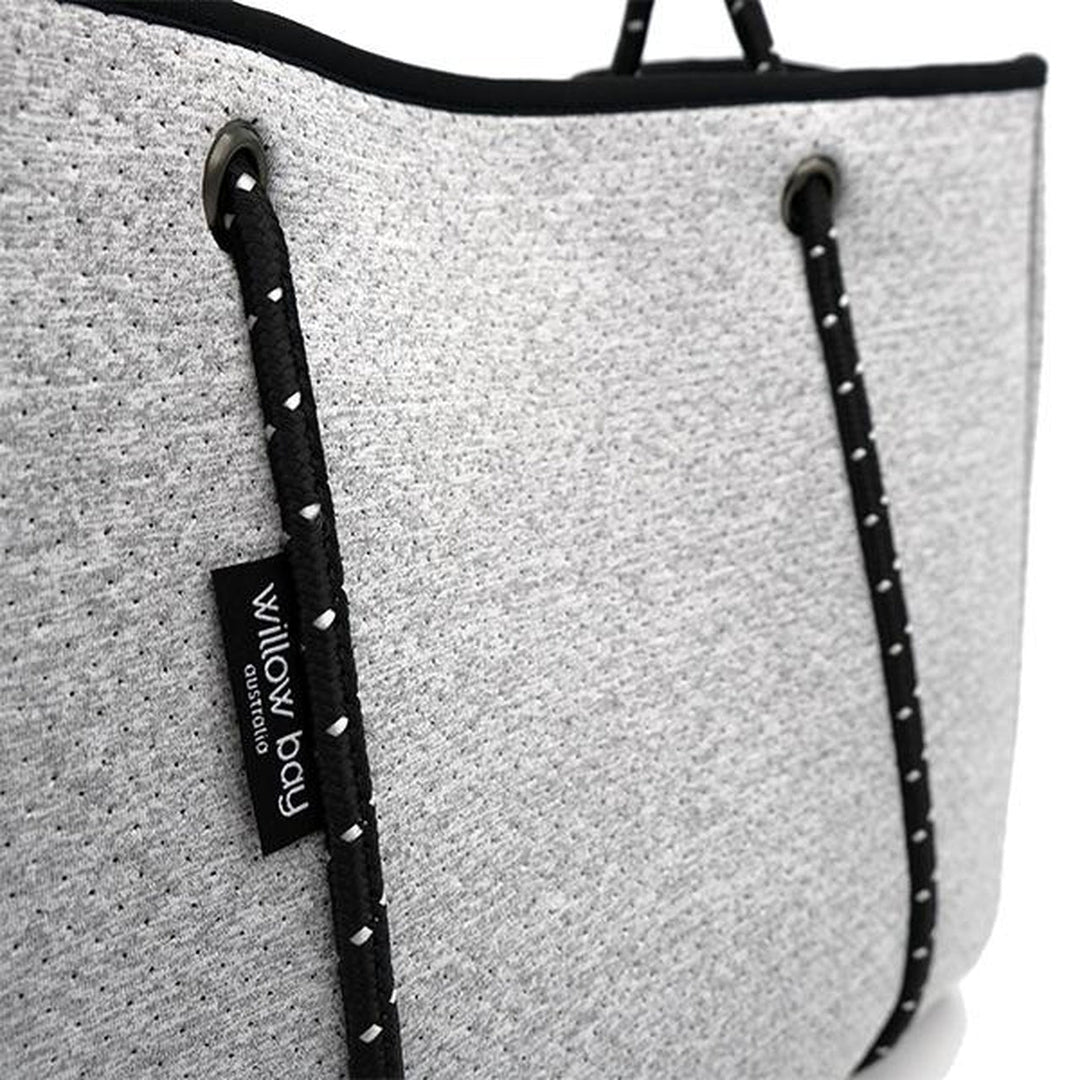 DAYDREAMER Neoprene Tote Bag with Closure - LIGHT MARLE-neoprene bag-shopping bag-handbag-travel bag-washable-vegan bag-Willow Bay Australia