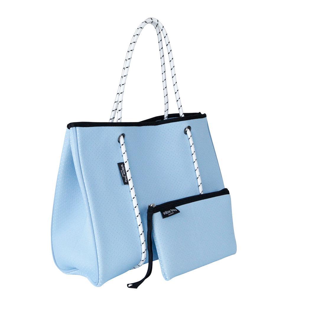 DAYDREAMER Neoprene Tote Bag with Closure - SKY BLUE-neoprene bag-shopping bag-handbag-travel bag-washable-vegan bag-Willow Bay Australia