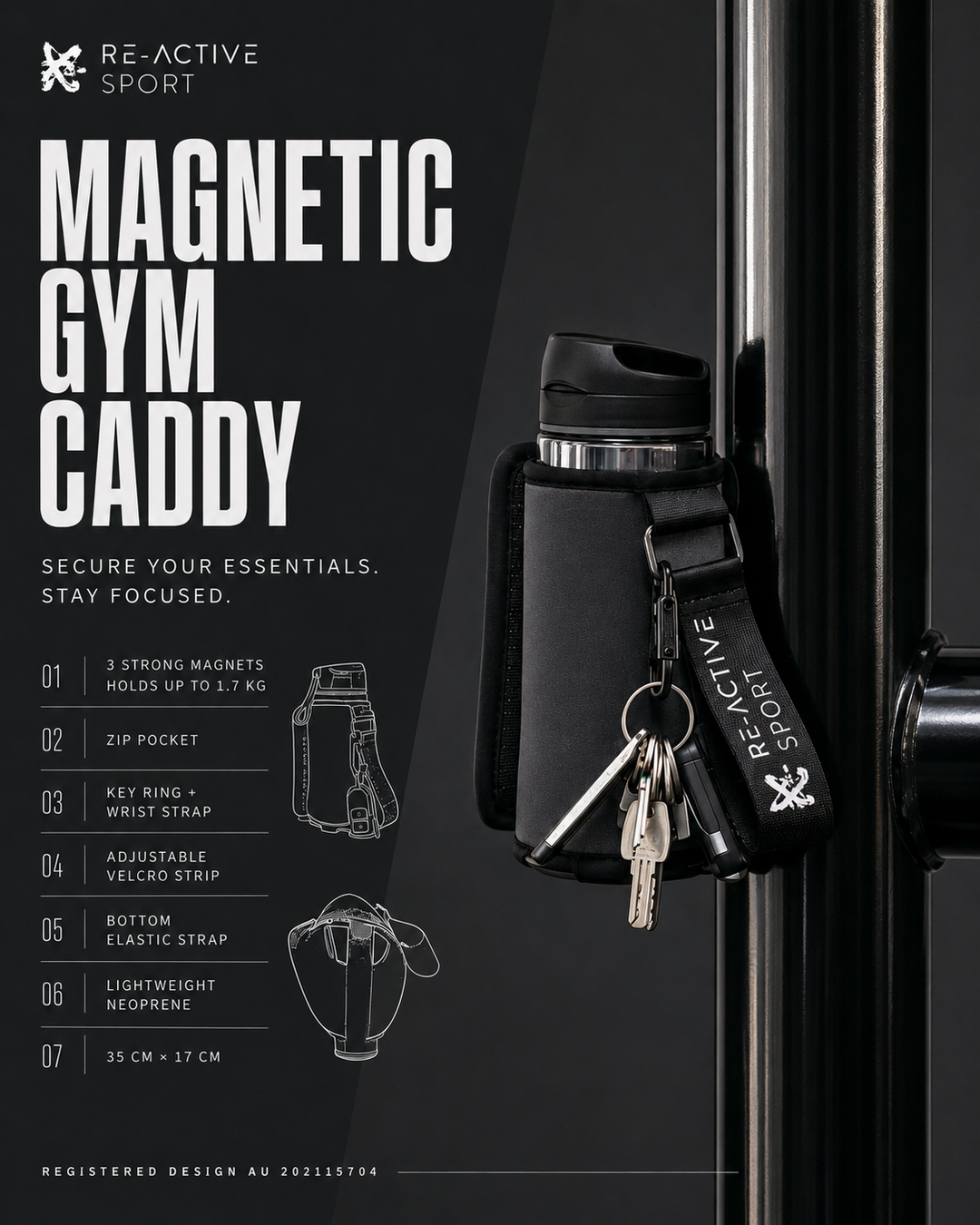 Magnetic Gym Caddy - Burgundy