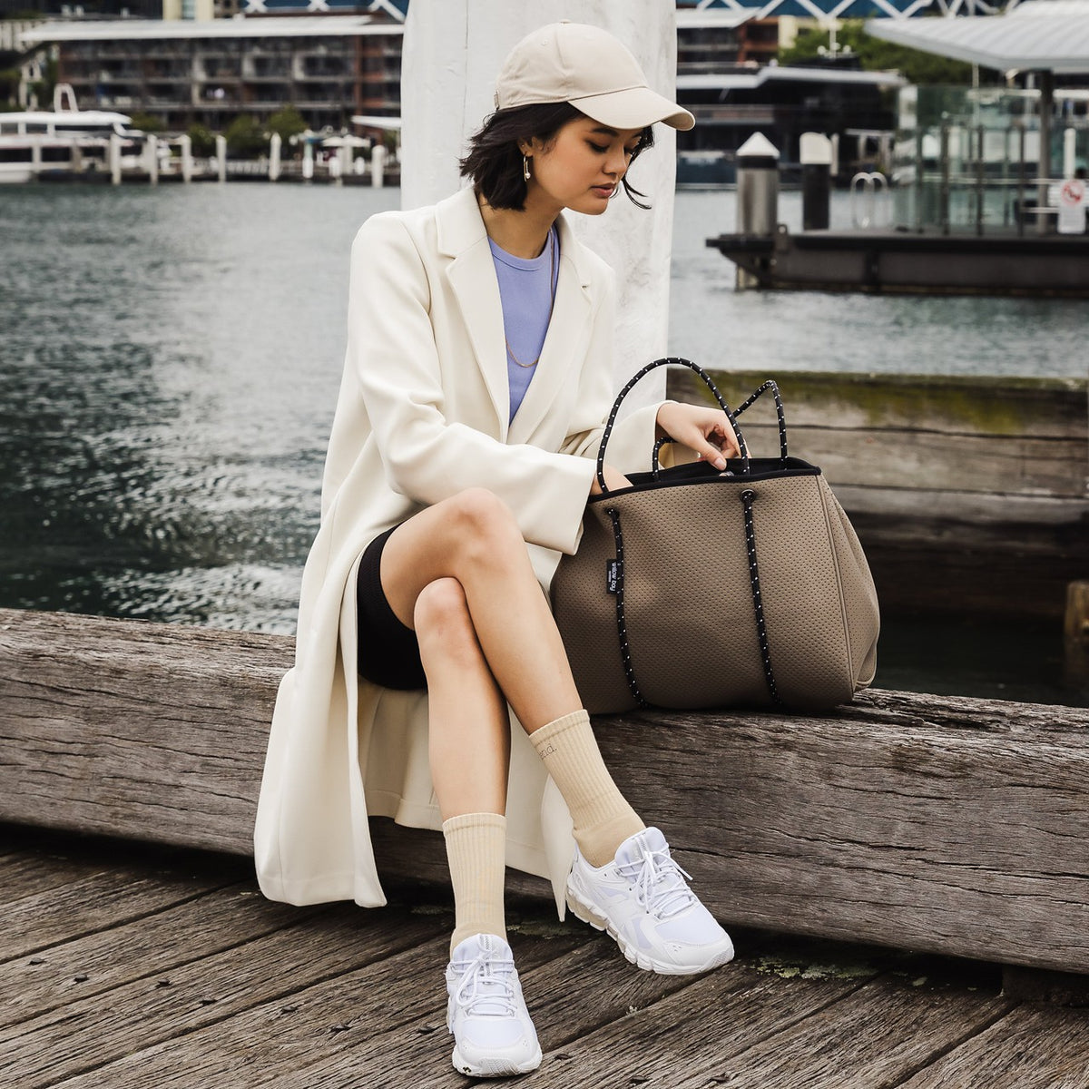 DAYDREAMER Neoprene Tote Bag With Closure - SAGE-Tote Bag-Willow Bay Australia