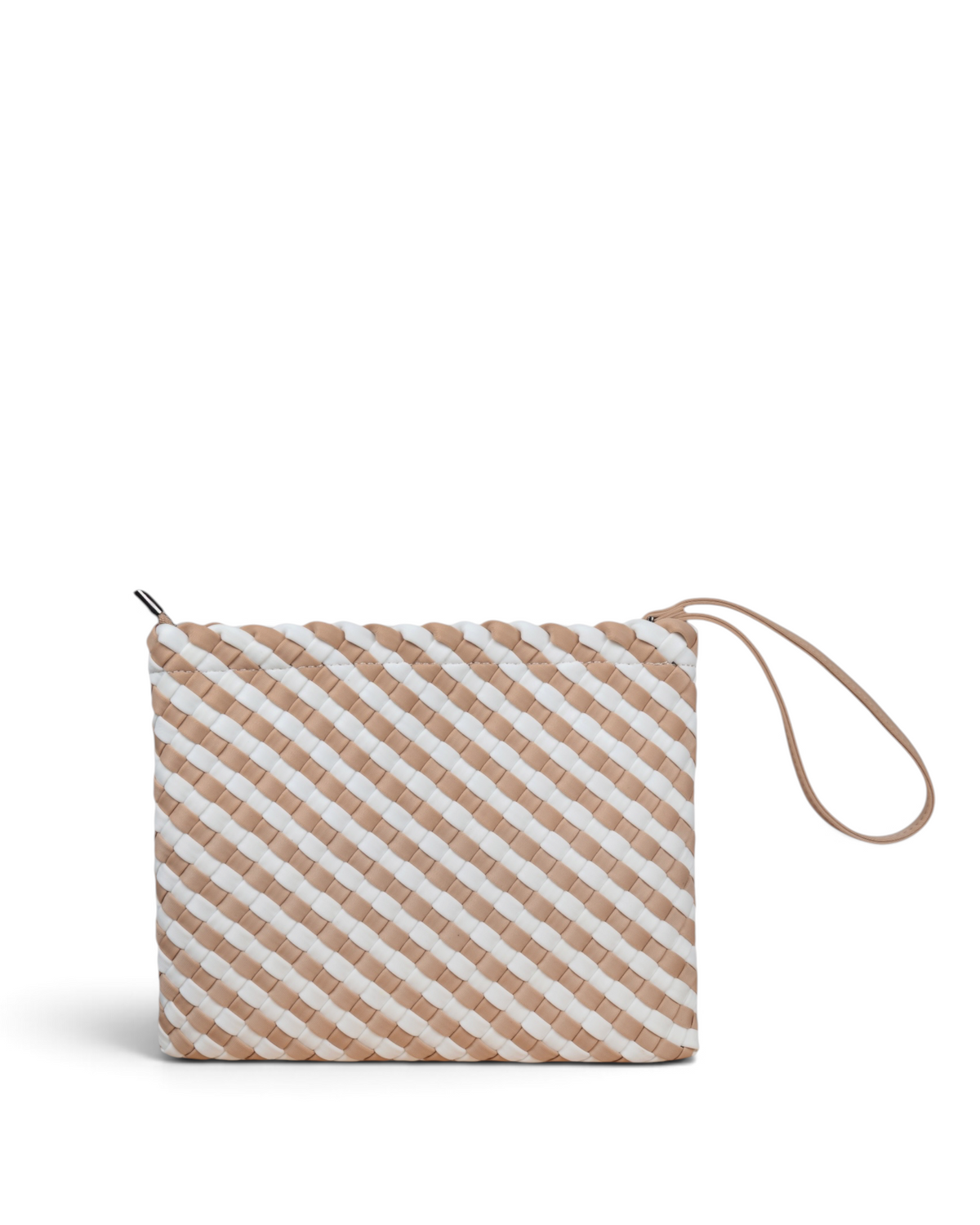 Woven Wanderer Clutch Bag - Beige & White