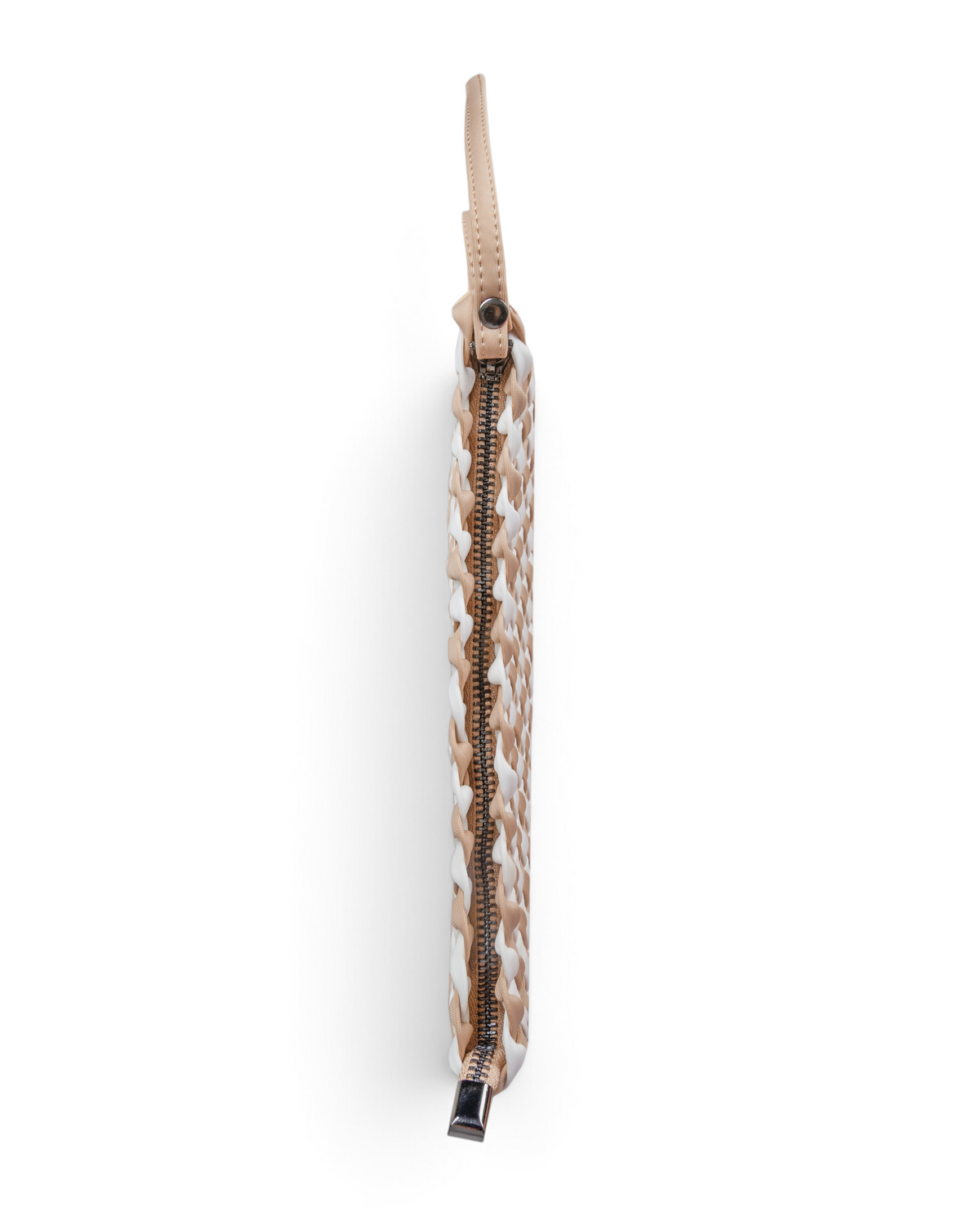 Woven Wanderer Clutch Bag - Beige & White
