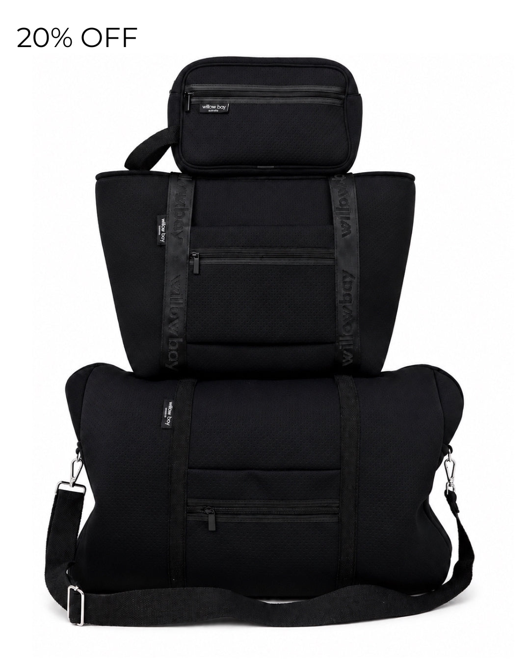 Travel Bundle Black (Cabin Bag + Travel Boutique + Cosmetic Bag)