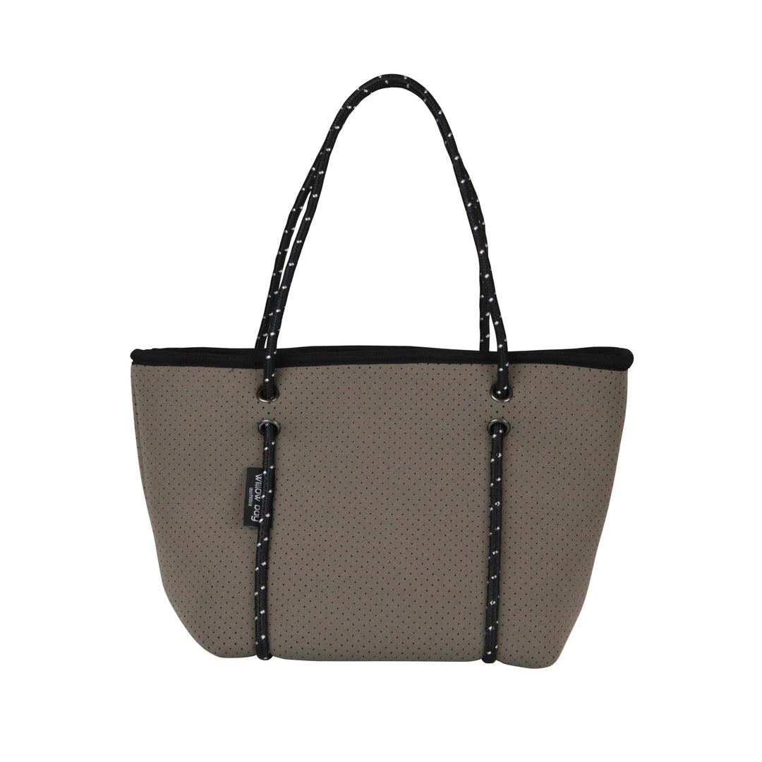 BOUTIQUE MINI Neoprene Tote Bag With Zip - SAGE-neoprene bag-shopping bag-handbag-travel bag-washable-vegan bag-Willow Bay Australia