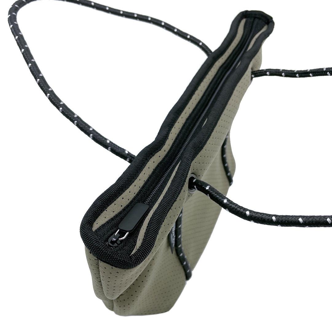 BOUTIQUE MINI Neoprene Tote Bag With Zip - SAGE-neoprene bag-shopping bag-handbag-travel bag-washable-vegan bag-Willow Bay Australia