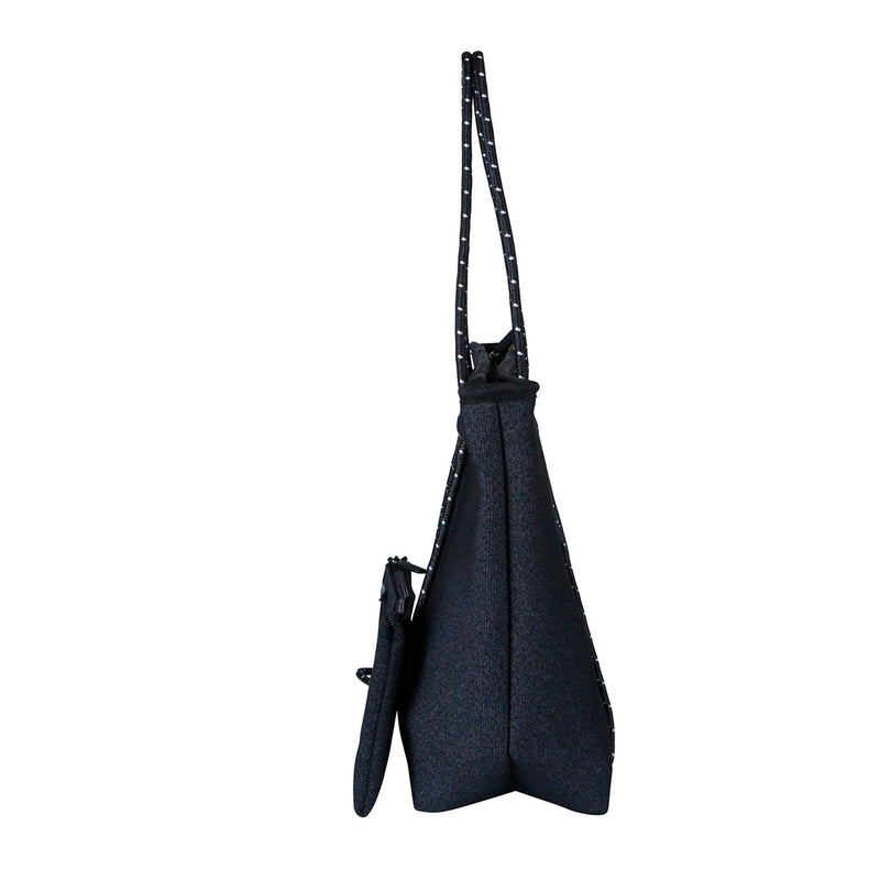 BOUTIQUE Neoprene Tote Bag With Zip - BLACK DENIM