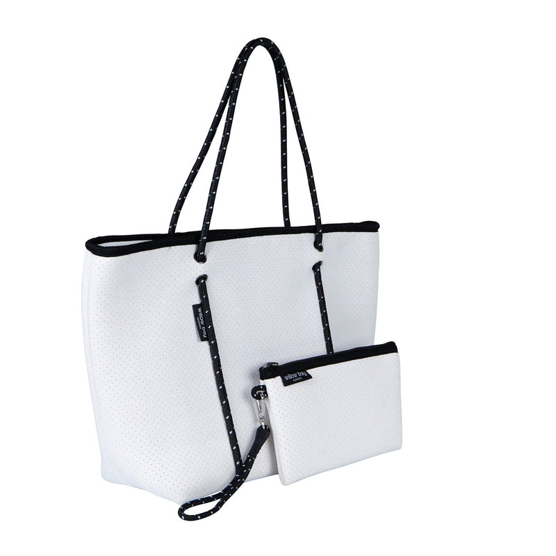 BOUTIQUE Neoprene Tote Bag With Zip - WHITE - Willow Bay – Willow