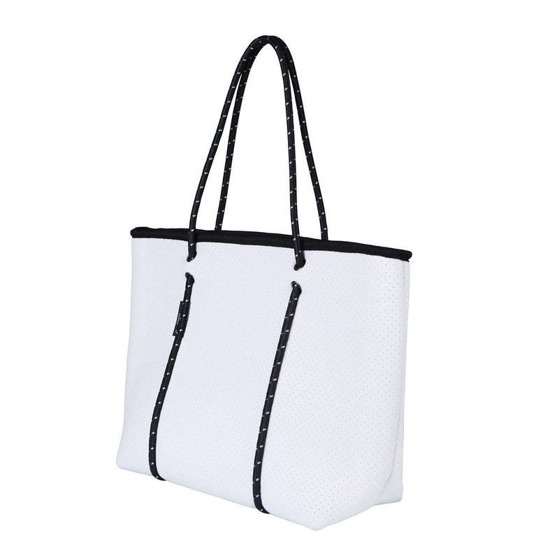 BOUTIQUE Neoprene Tote Bag มีซิป - WHITE