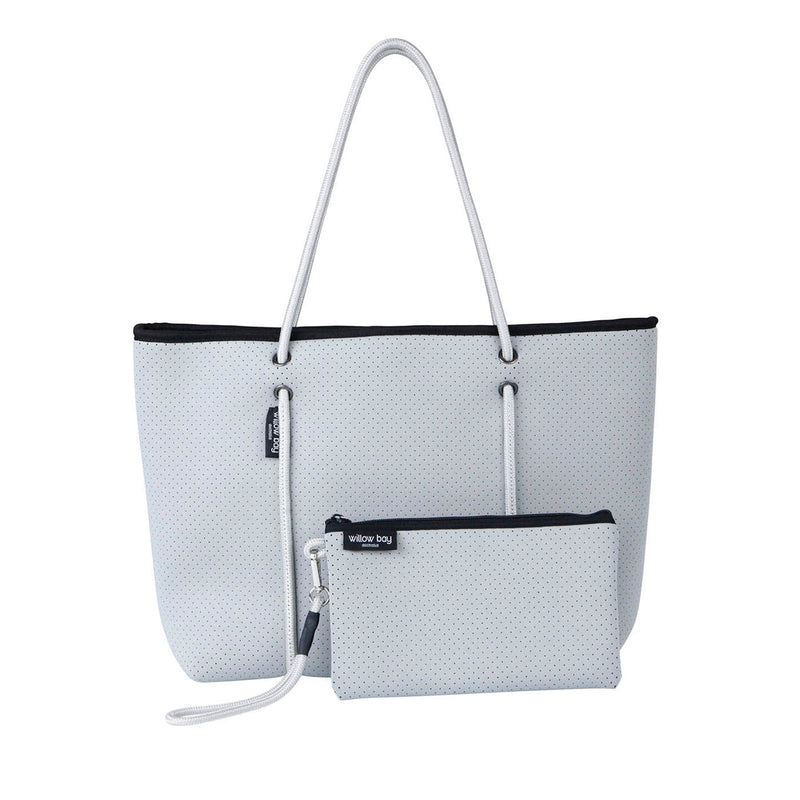 BOUTIQUE SIGNATURE Neoprene Tote Bag With Zip - Light Grey