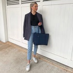 BOUTIQUE SIGNATURE Neoprene Tote Bag With Zip - Navy