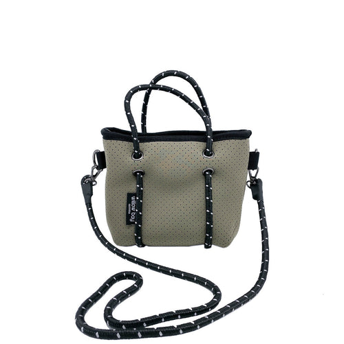 BOUTIQUE TINY Neoprene Tote Bag With Zip - SAGE-neoprene bag-shopping bag-handbag-travel bag-washable-vegan bag-Willow Bay Australia