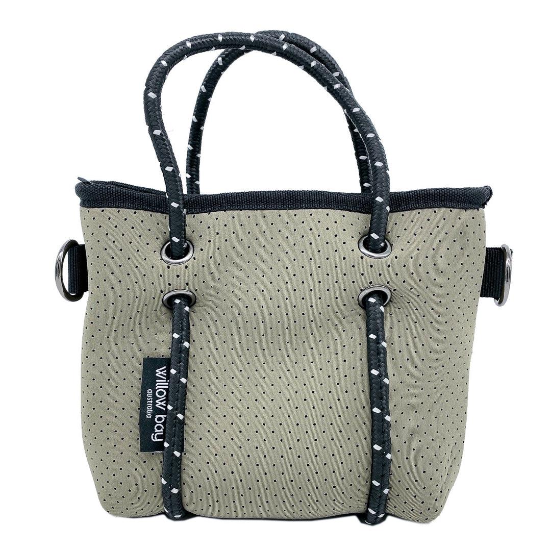 BOUTIQUE TINY Neoprene Tote Bag With Zip - SAGE-neoprene bag-shopping bag-handbag-travel bag-washable-vegan bag-Willow Bay Australia