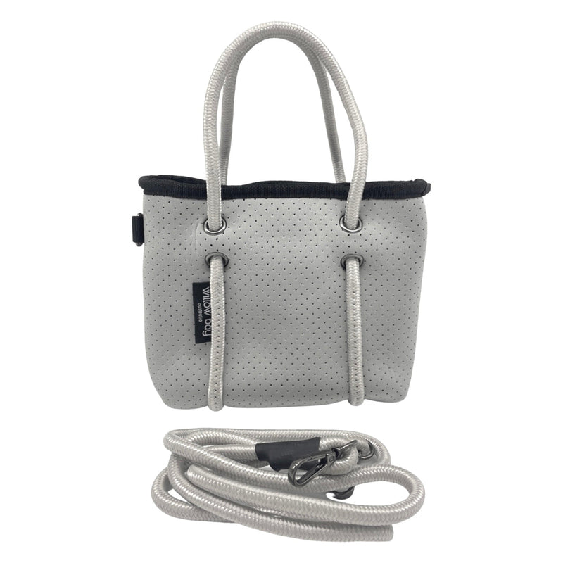 BOUTIQUE TINY Signature Neoprene Tote Bag With Zip - Light Grey