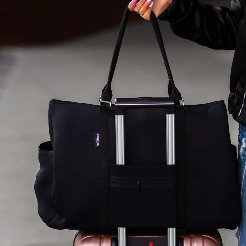 CABIN BAG - BLACK-travel bag-washable travel bag-overnight getaway-qantas-airline bag-sports bag-neoprene bag-Willow Bay Australia