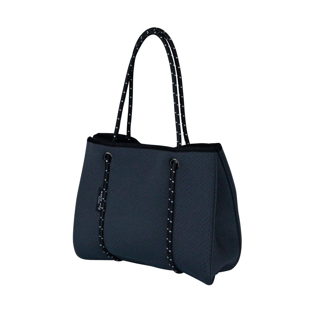 DAYDREAMER MINI Neoprene Tote Bag With Closure - CHARCOAL-neoprene bag-shopping bag-handbag-travel bag-washable-vegan bag-Willow Bay Australia