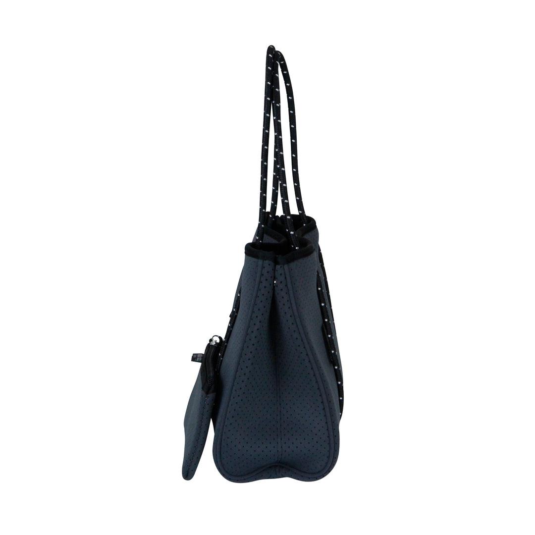 DAYDREAMER MINI Neoprene Tote Bag With Closure - CHARCOAL-neoprene bag-shopping bag-handbag-travel bag-washable-vegan bag-Willow Bay Australia