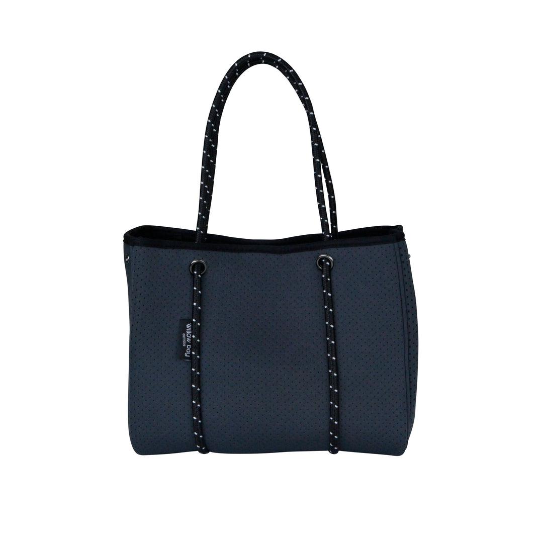 DAYDREAMER MINI Neoprene Tote Bag With Closure - CHARCOAL-neoprene bag-shopping bag-handbag-travel bag-washable-vegan bag-Willow Bay Australia