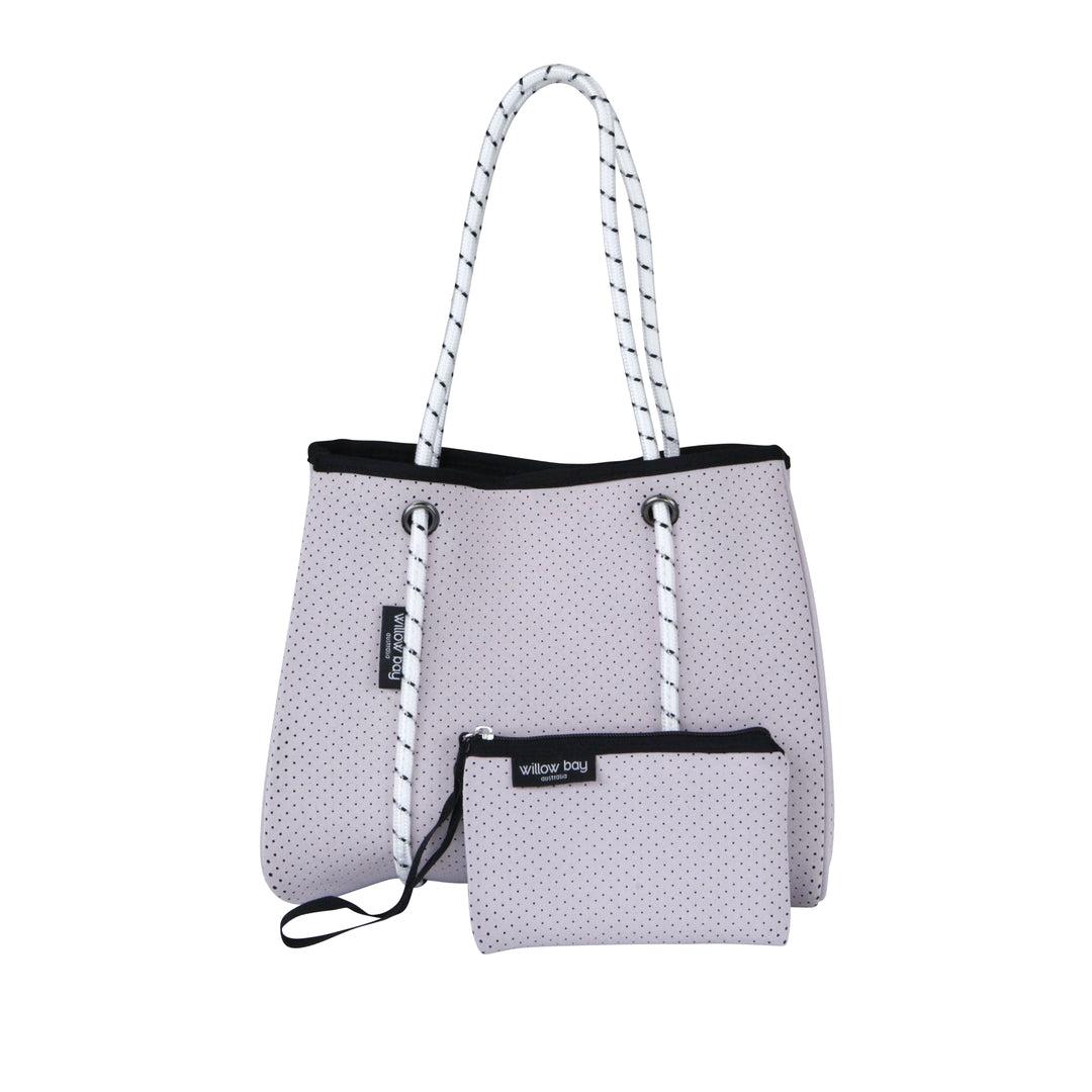 DAYDREAMER MINI Neoprene Tote Bag With Closure - SOFT LILAC-neoprene bag-shopping bag-handbag-travel bag-washable-vegan bag-Willow Bay Australia