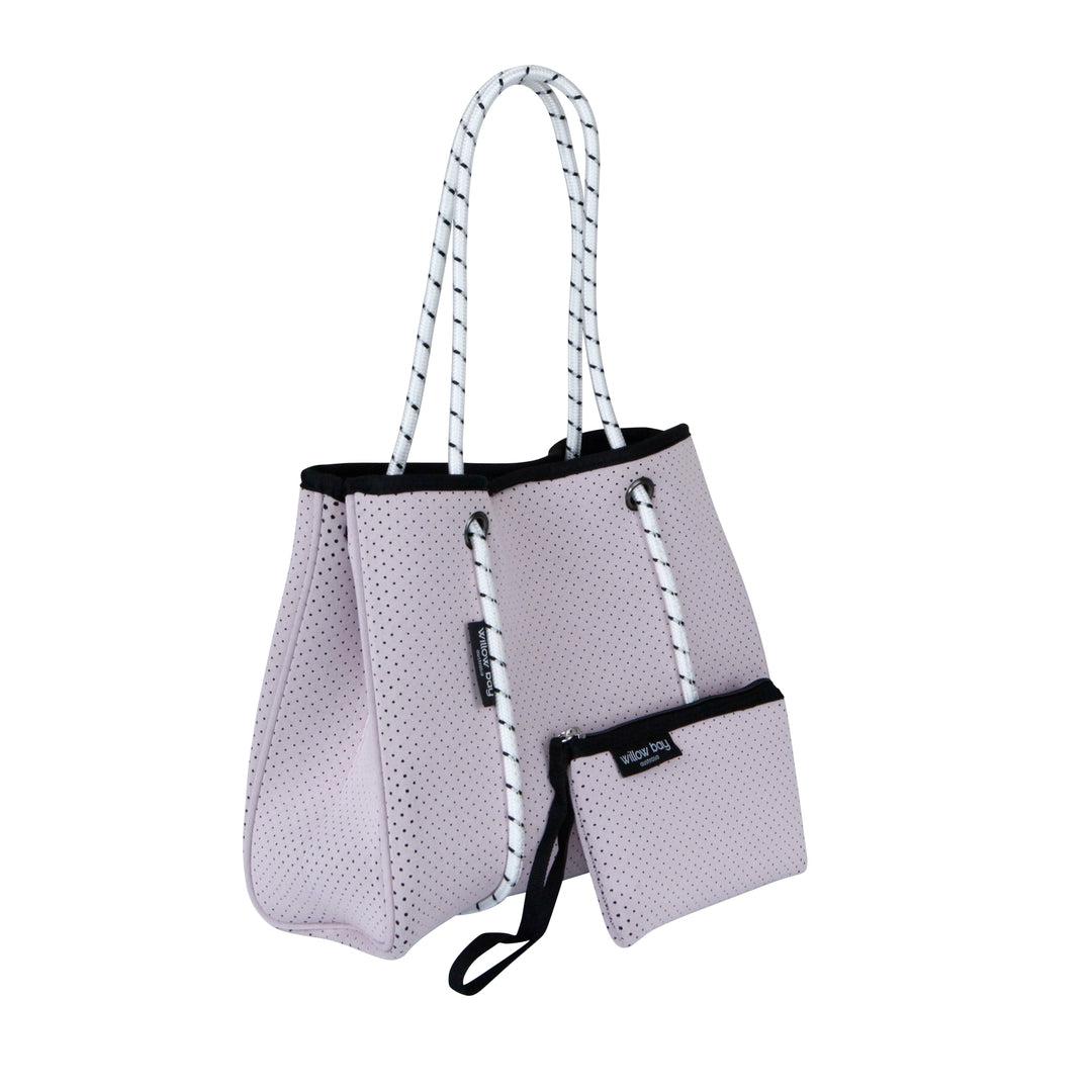 DAYDREAMER MINI Neoprene Tote Bag With Closure - SOFT LILAC-neoprene bag-shopping bag-handbag-travel bag-washable-vegan bag-Willow Bay Australia
